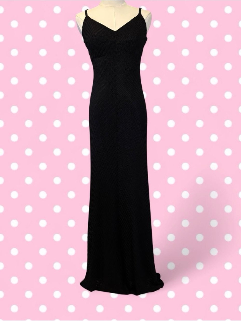 Cache Black Spaghetti-Strap Maxi Gown